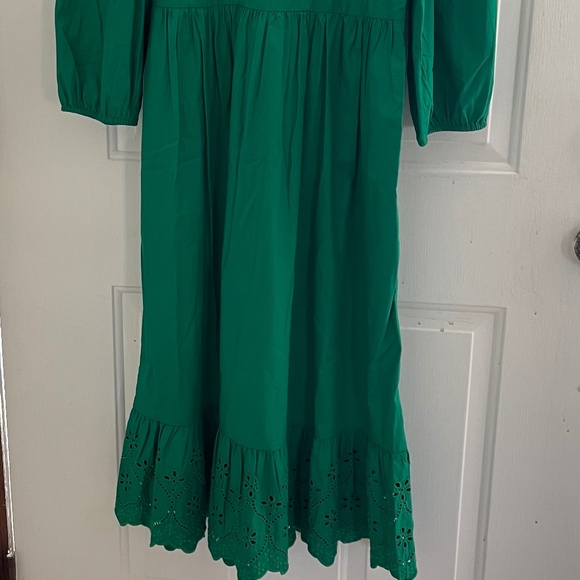 Crown & Ivy NWT green eyelet hem midi  dress Size 6 - Picture 9 of 12